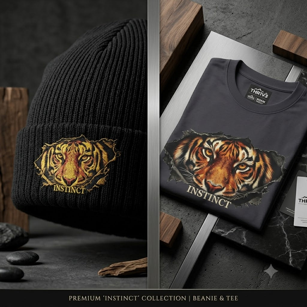 Embroidered Lion Crest Ribbed Beanie