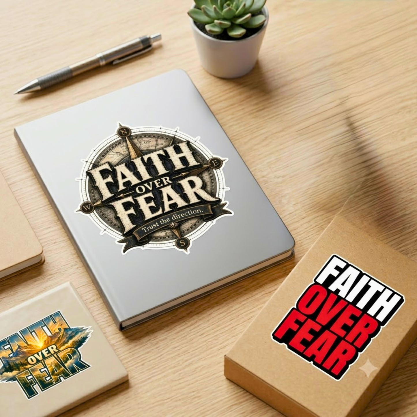 Faith Over Fear Sticker Sheet — Inspirational Christian Stickers for Journals, Water Bottles & Gifts