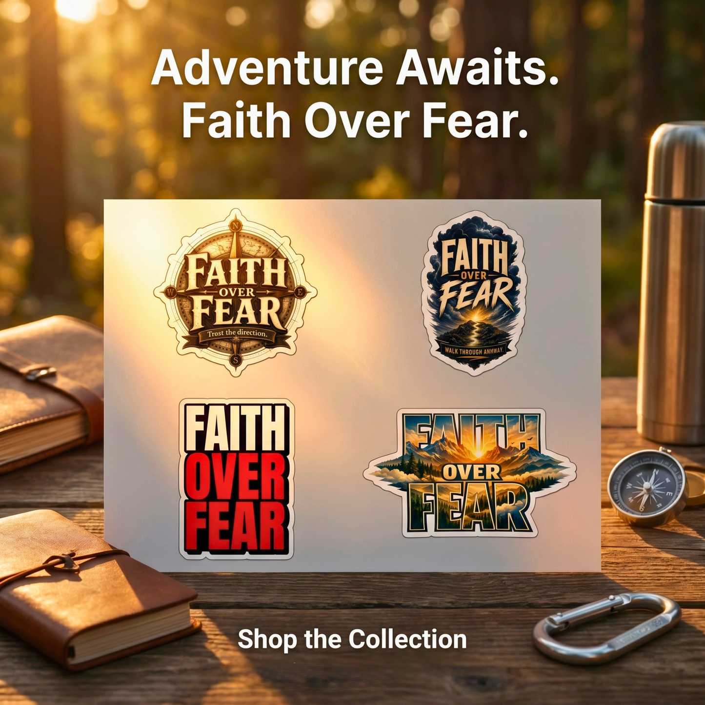 Faith Over Fear Sticker Sheet — Inspirational Christian Stickers for Journals, Water Bottles & Gifts