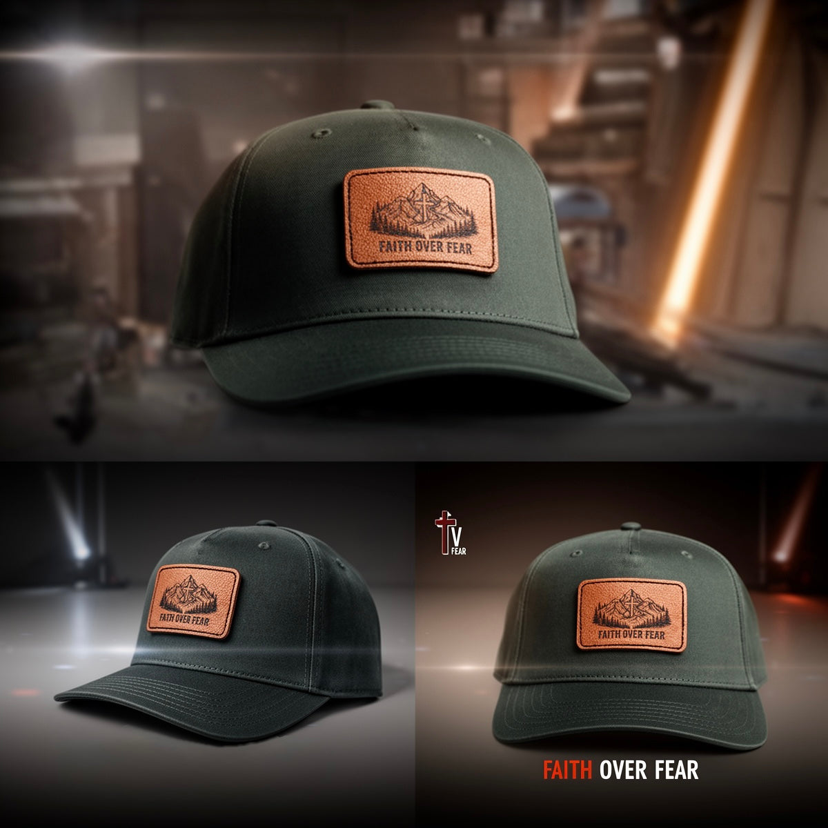 Faith Over Fear Leather Patch Baseball Cap
