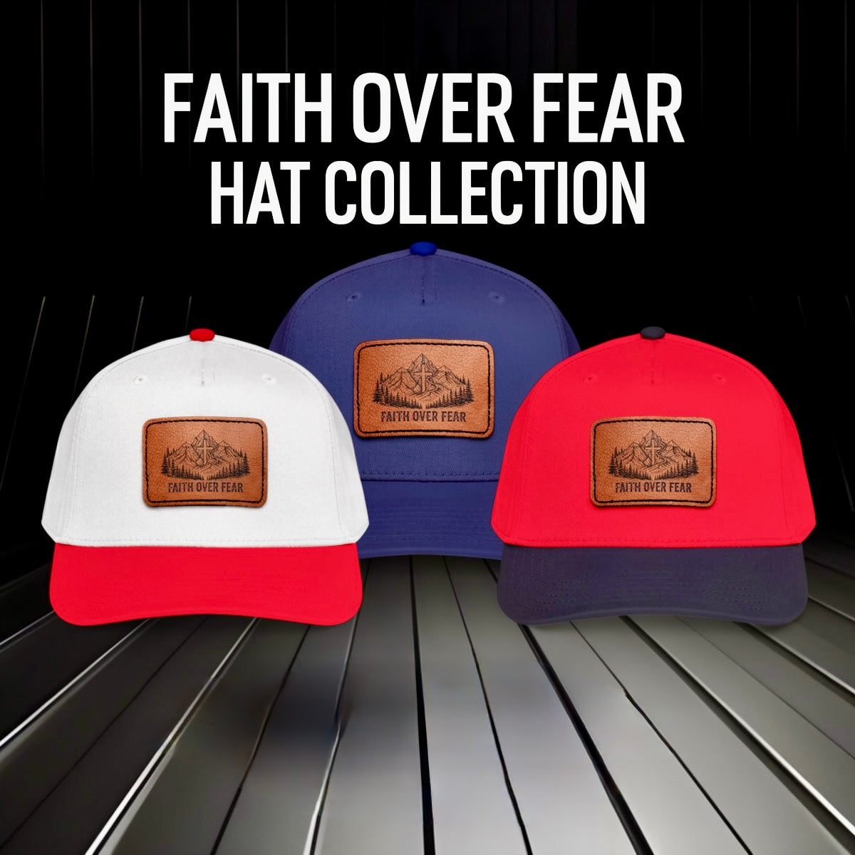 Faith Over Fear Leather Patch Baseball Cap