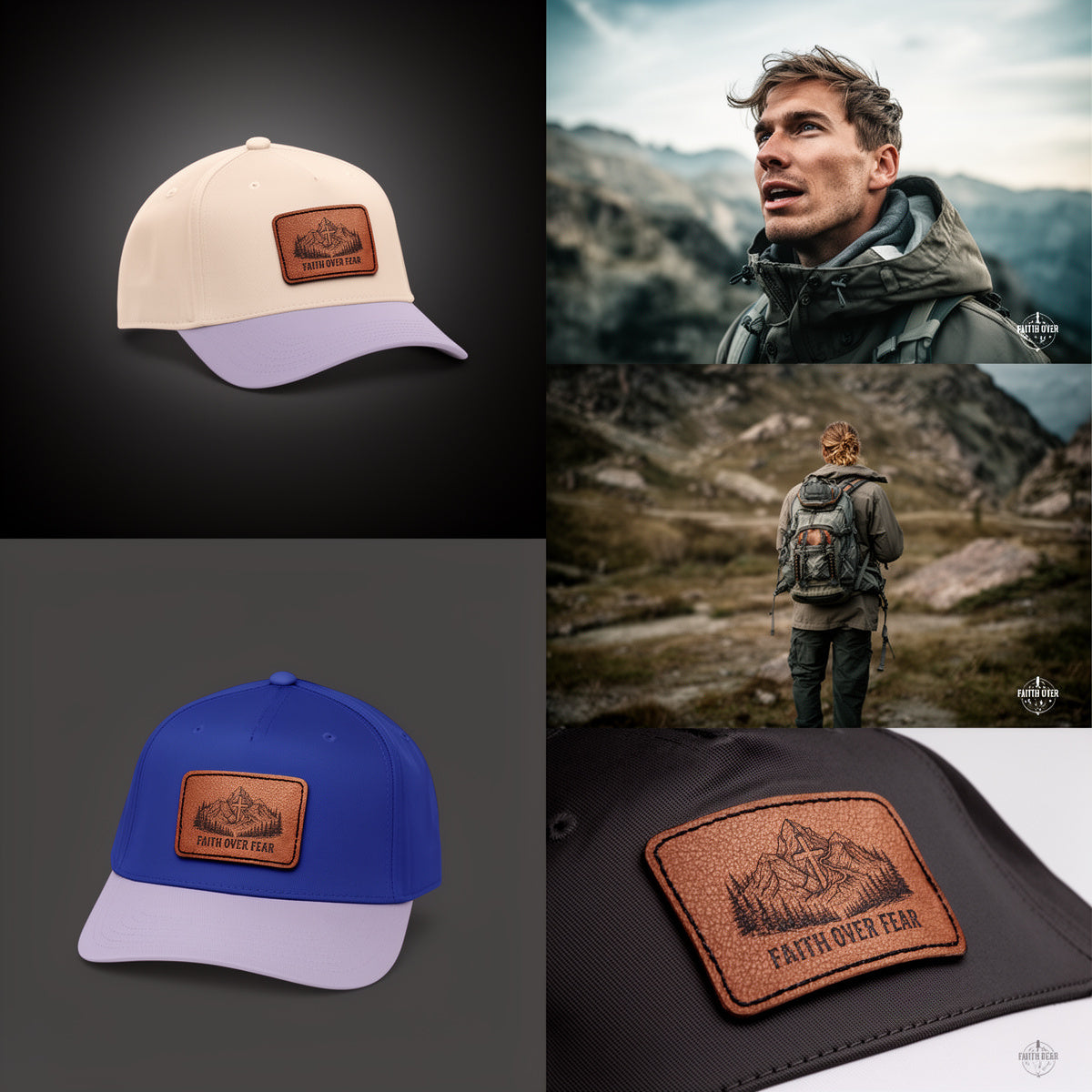 Faith Over Fear Leather Patch Baseball Cap
