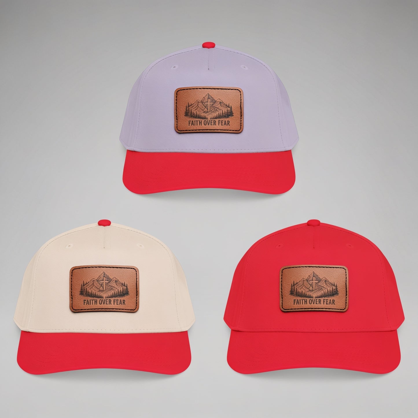 Faith Over Fear Leather Patch Baseball Cap