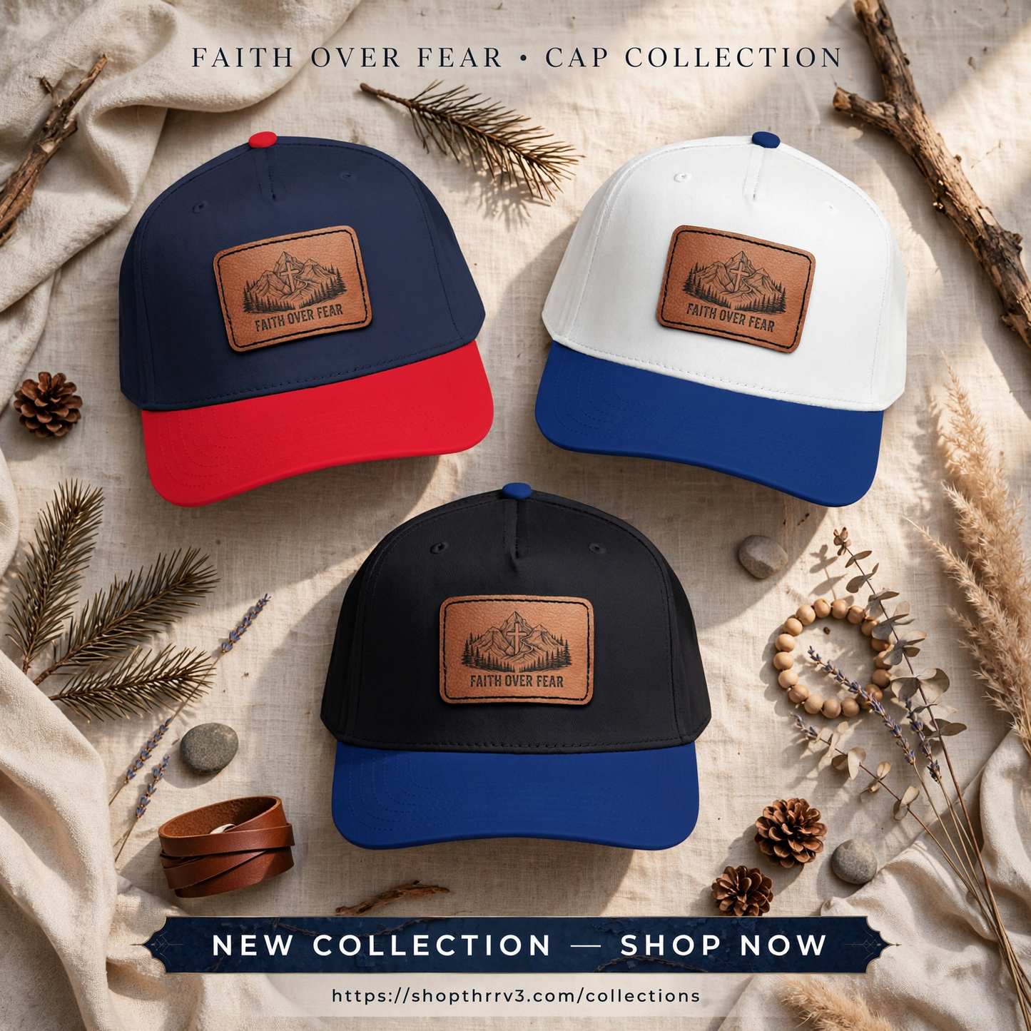 Faith Over Fear Leather Patch Baseball Cap