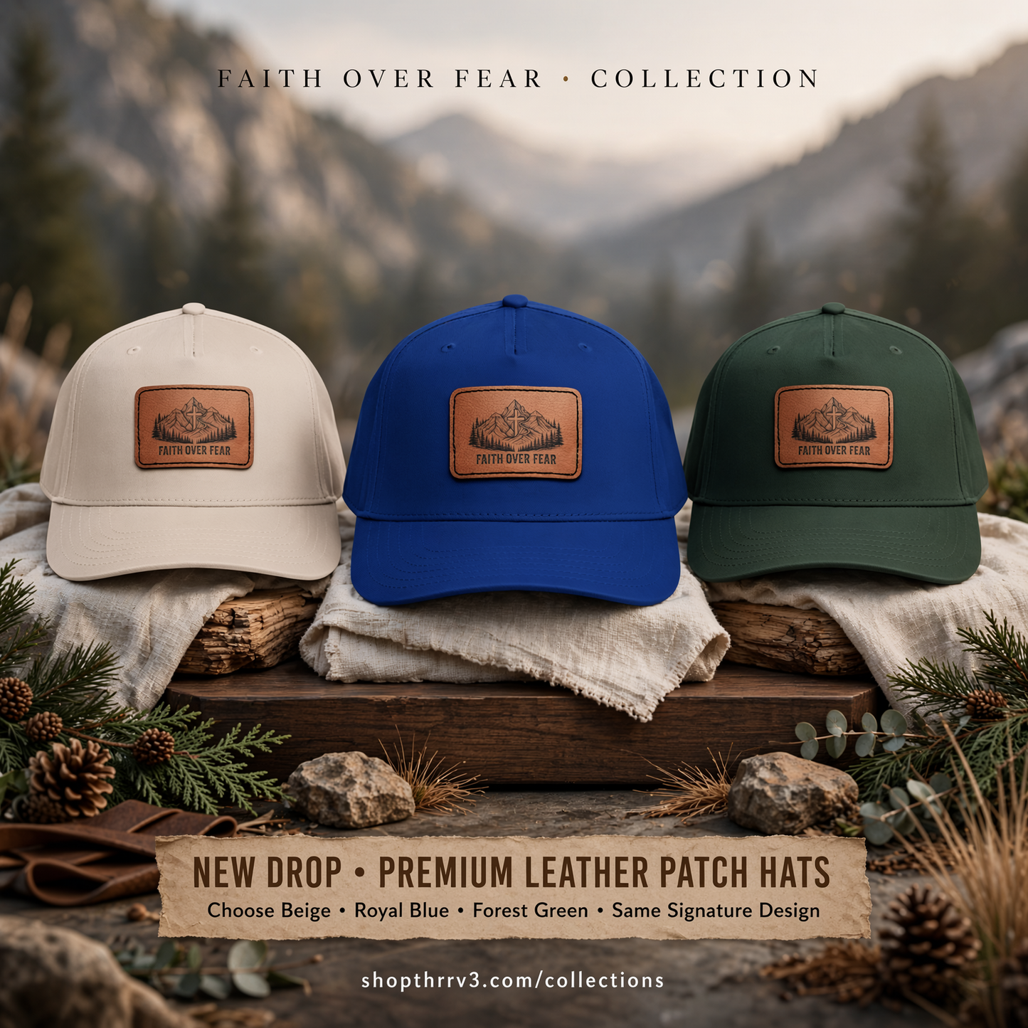 Faith Over Fear Leather Patch Baseball Cap