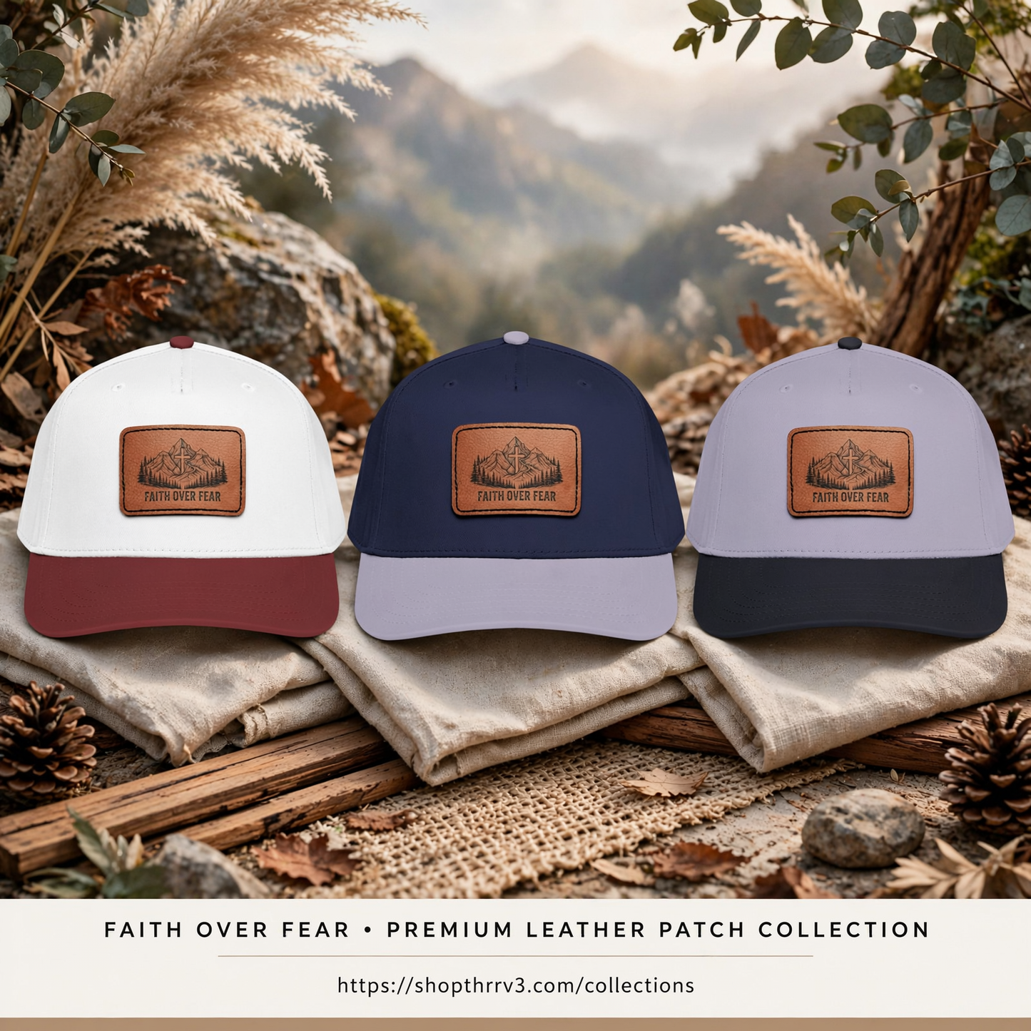 Faith Over Fear Leather Patch Baseball Cap