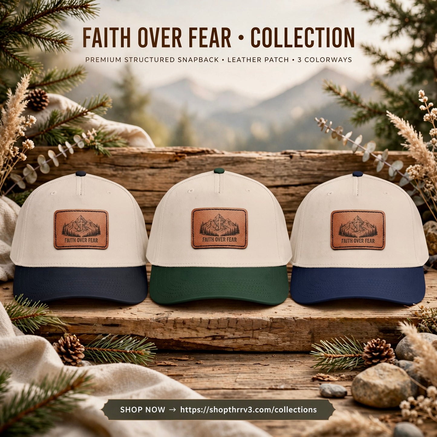 Faith Over Fear Leather Patch Baseball Cap