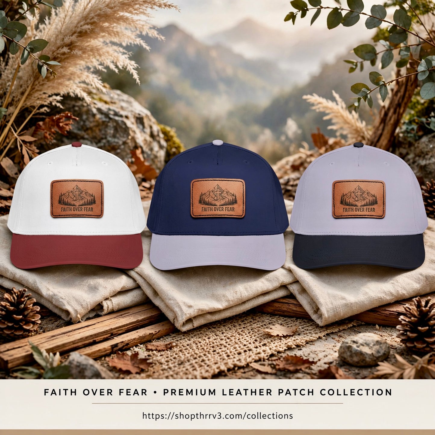 Faith Over Fear Leather Patch Baseball Cap