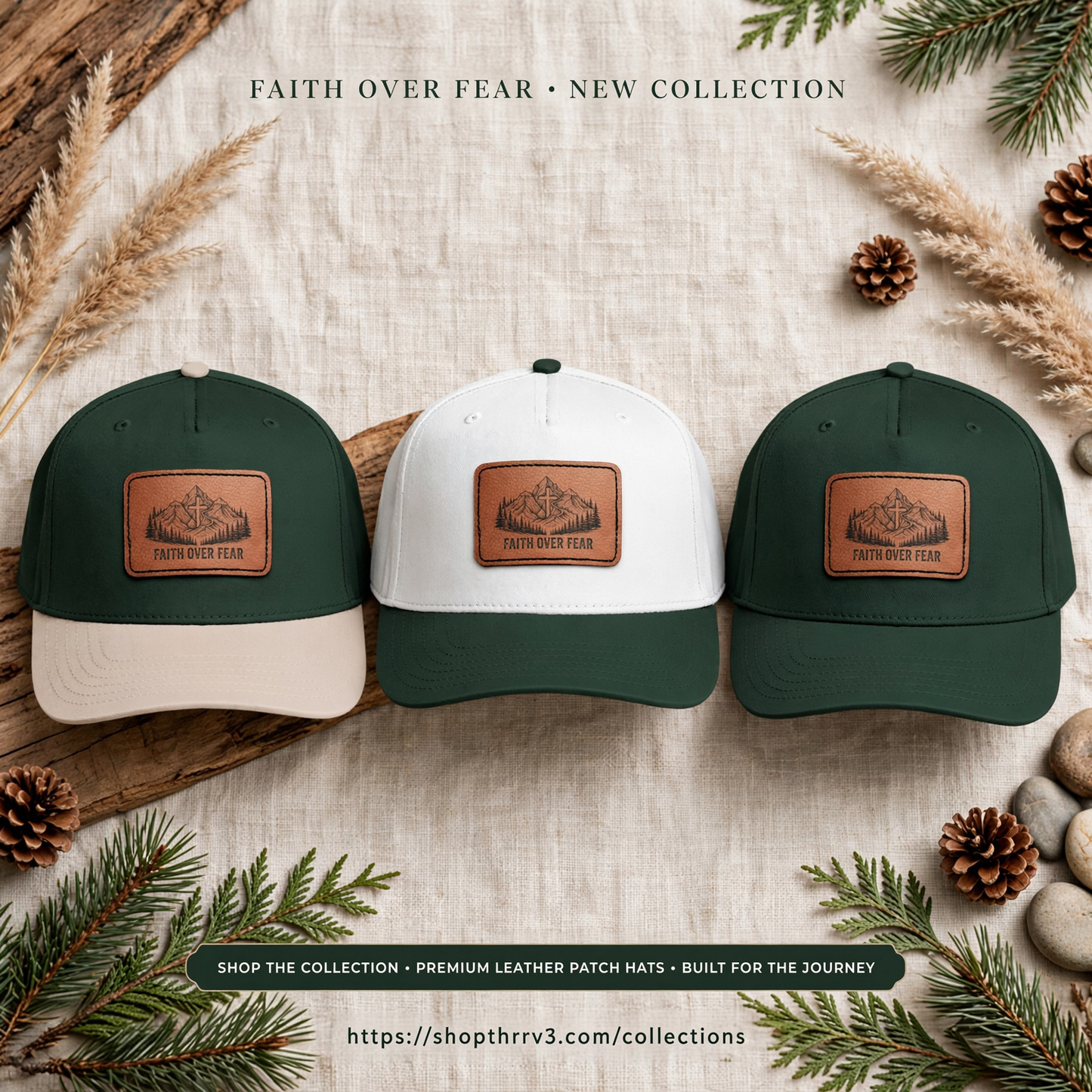 Faith Over Fear Leather Patch Baseball Cap