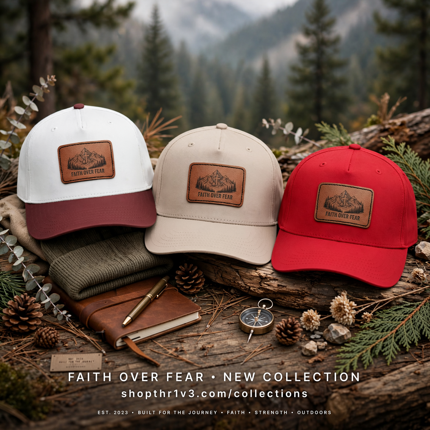 Faith Over Fear Leather Patch Baseball Cap