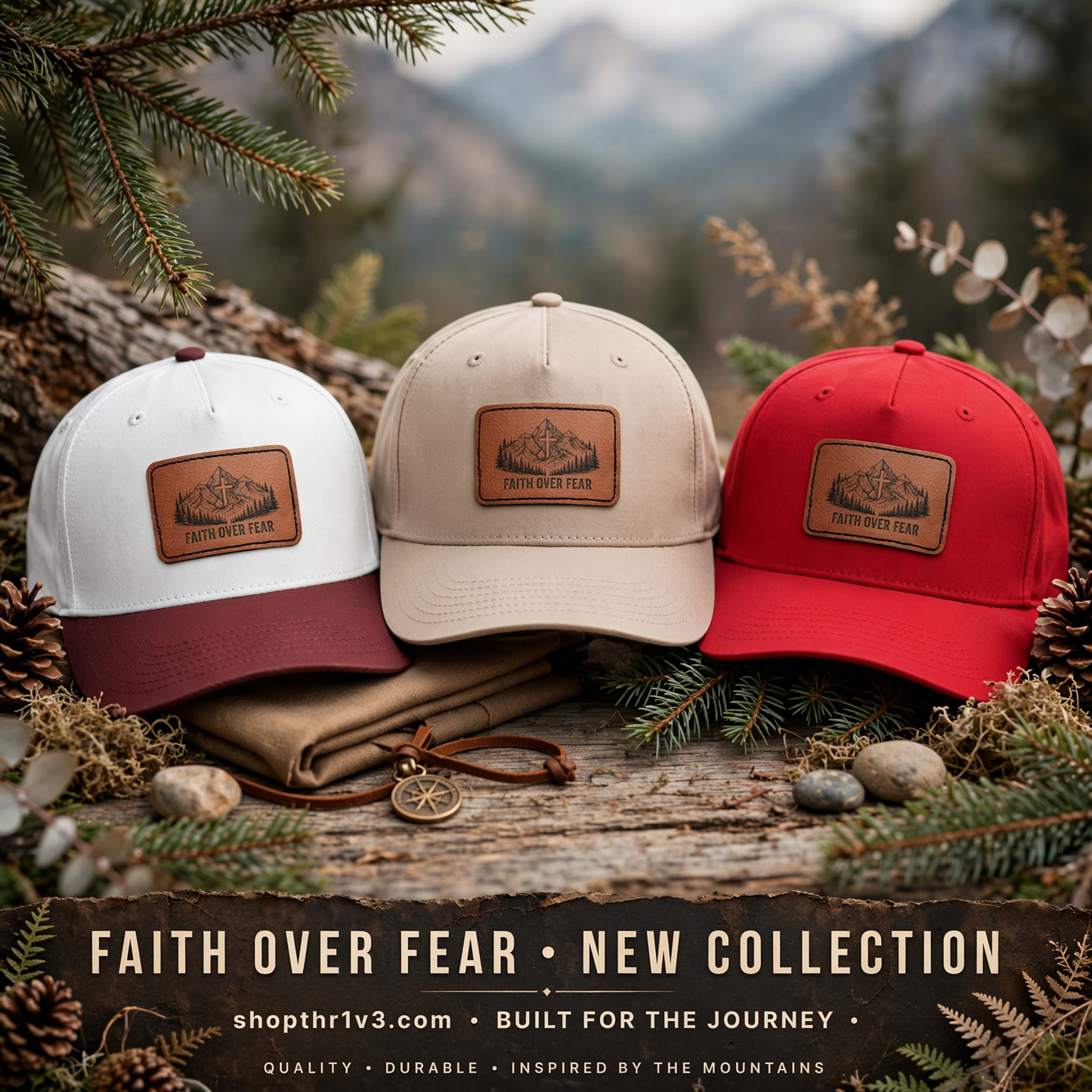 Faith Over Fear Leather Patch Baseball Cap