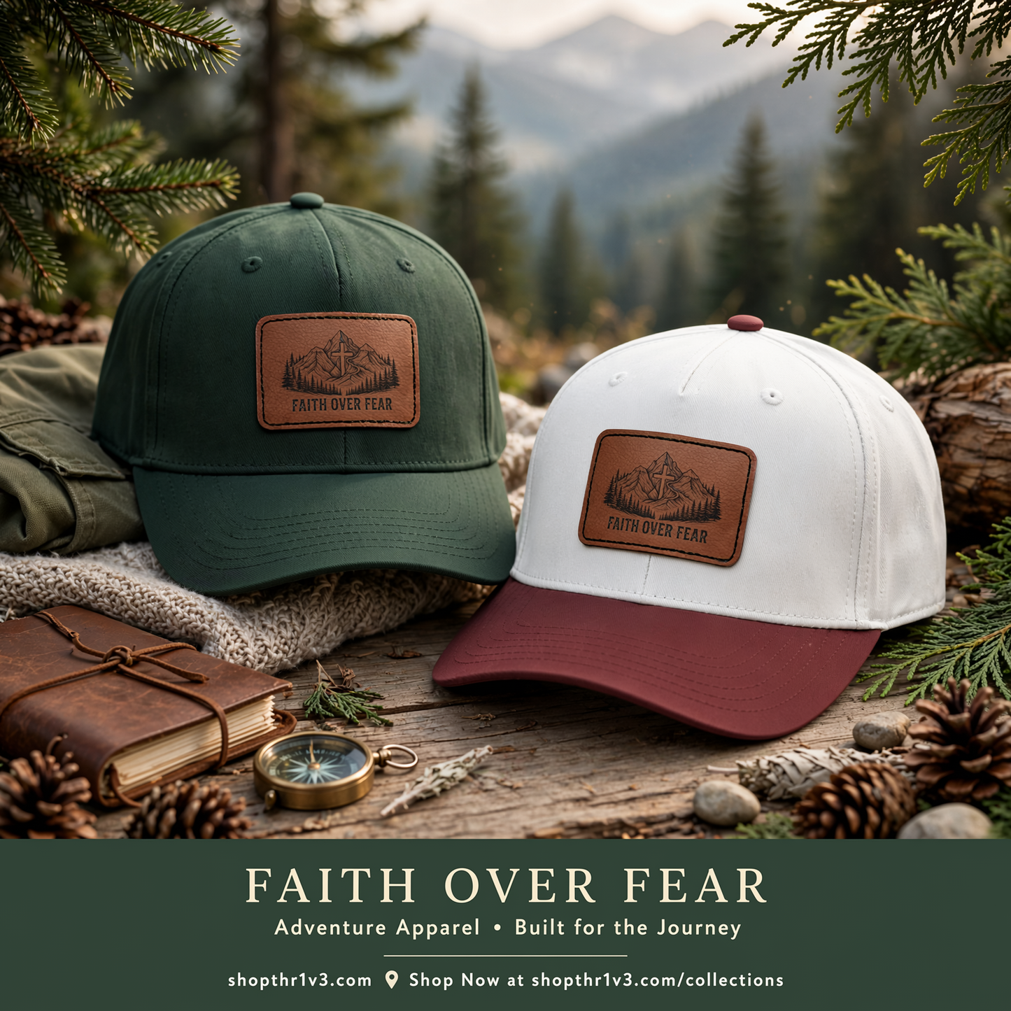 Faith Over Fear Leather Patch Baseball Cap