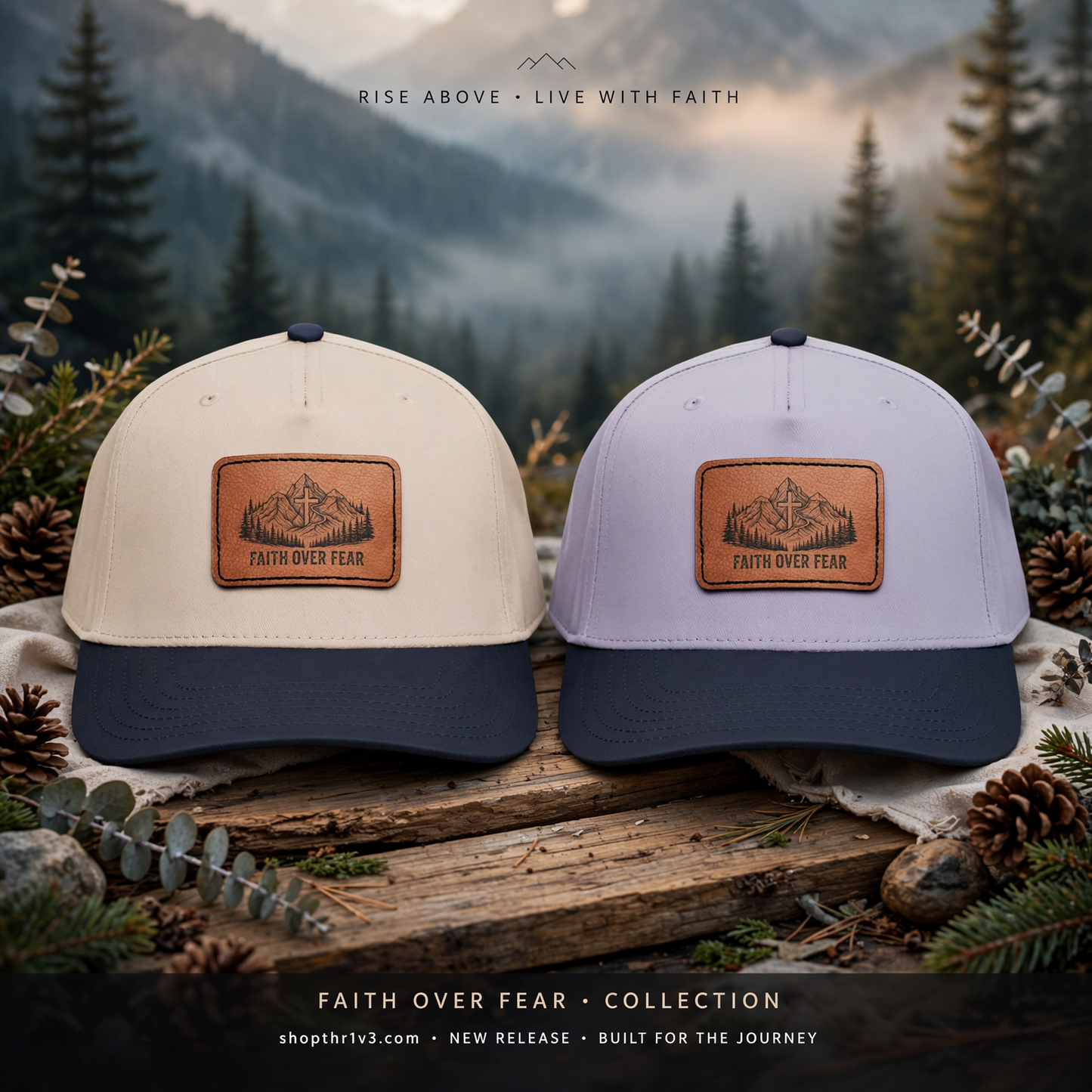 Faith Over Fear Leather Patch Baseball Cap