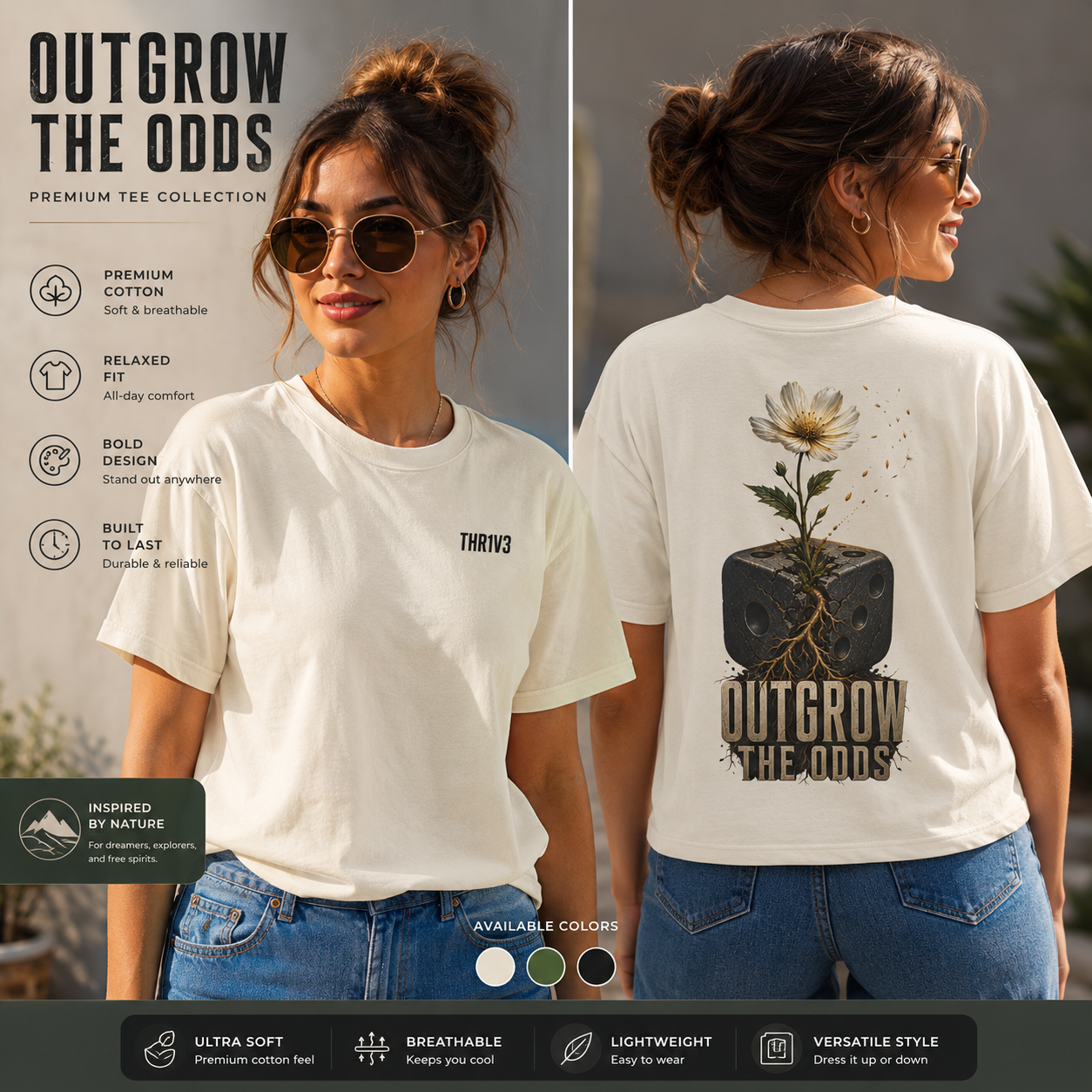 Outgrow The Odds T-Shirt — Inspirational Flower Growth Graphic Tee