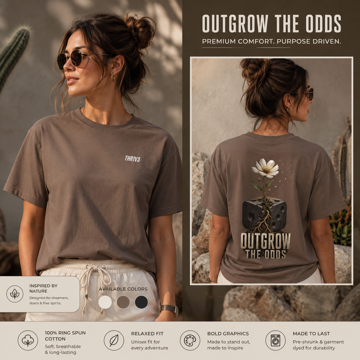 Outgrow The Odds T-Shirt — Inspirational Flower Growth Graphic Tee