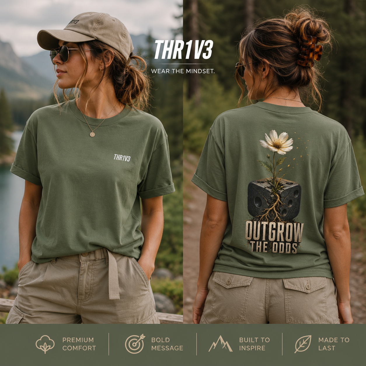 Outgrow The Odds T-Shirt — Inspirational Flower Growth Graphic Tee