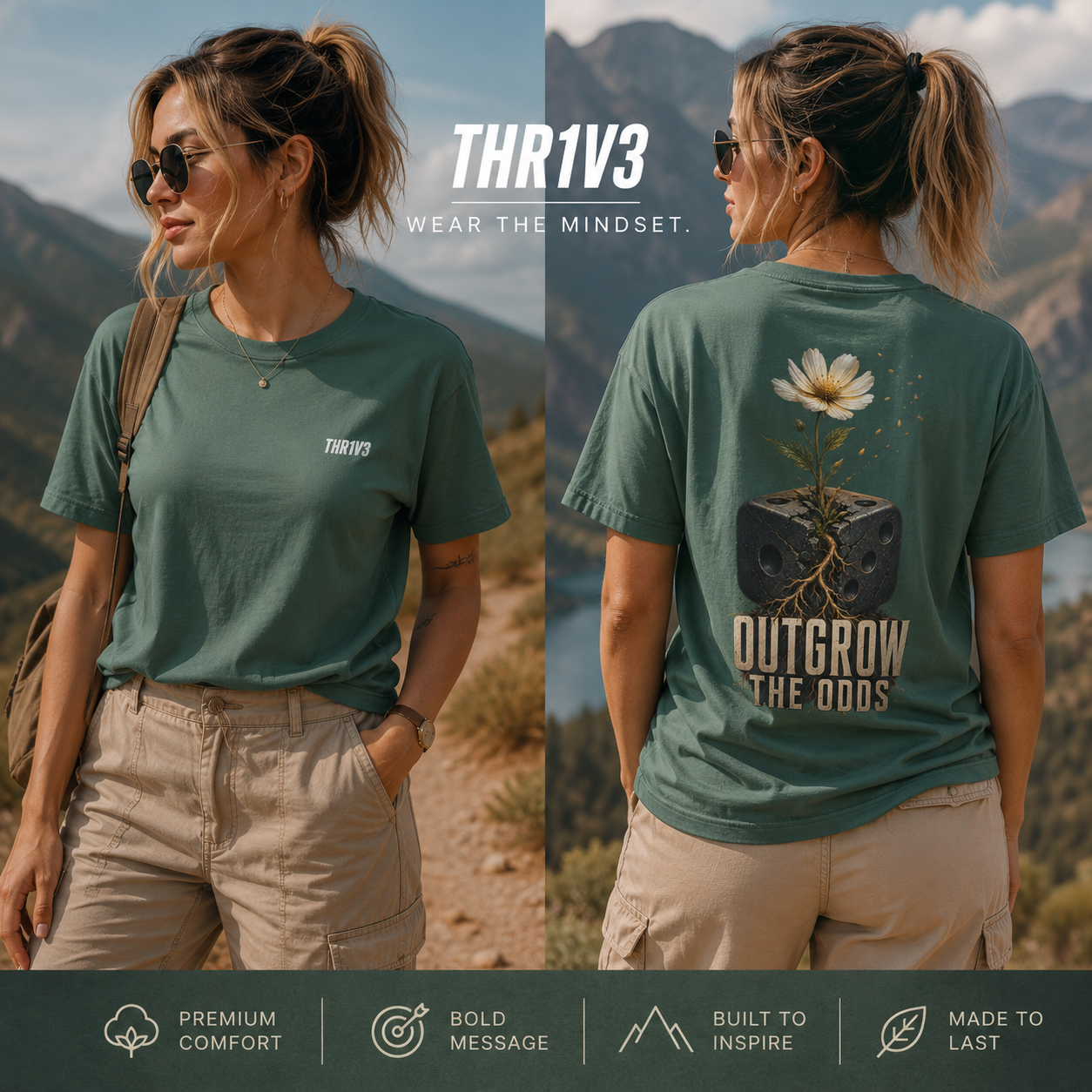 Outgrow The Odds T-Shirt — Inspirational Flower Growth Graphic Tee