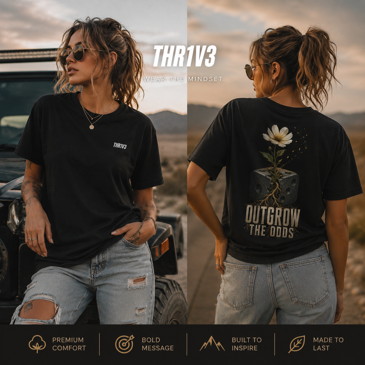 Outgrow The Odds T-Shirt — Inspirational Flower Growth Graphic Tee