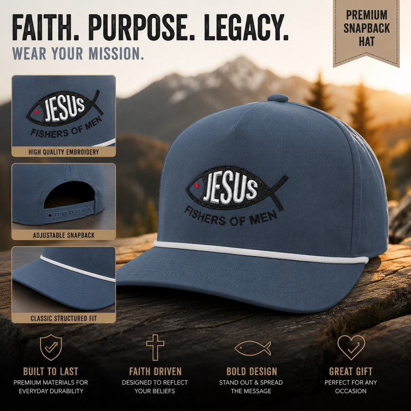 Jesus Fishers of Men Embroidered Performance Rope Cap | Premium Christian Snapback Hat