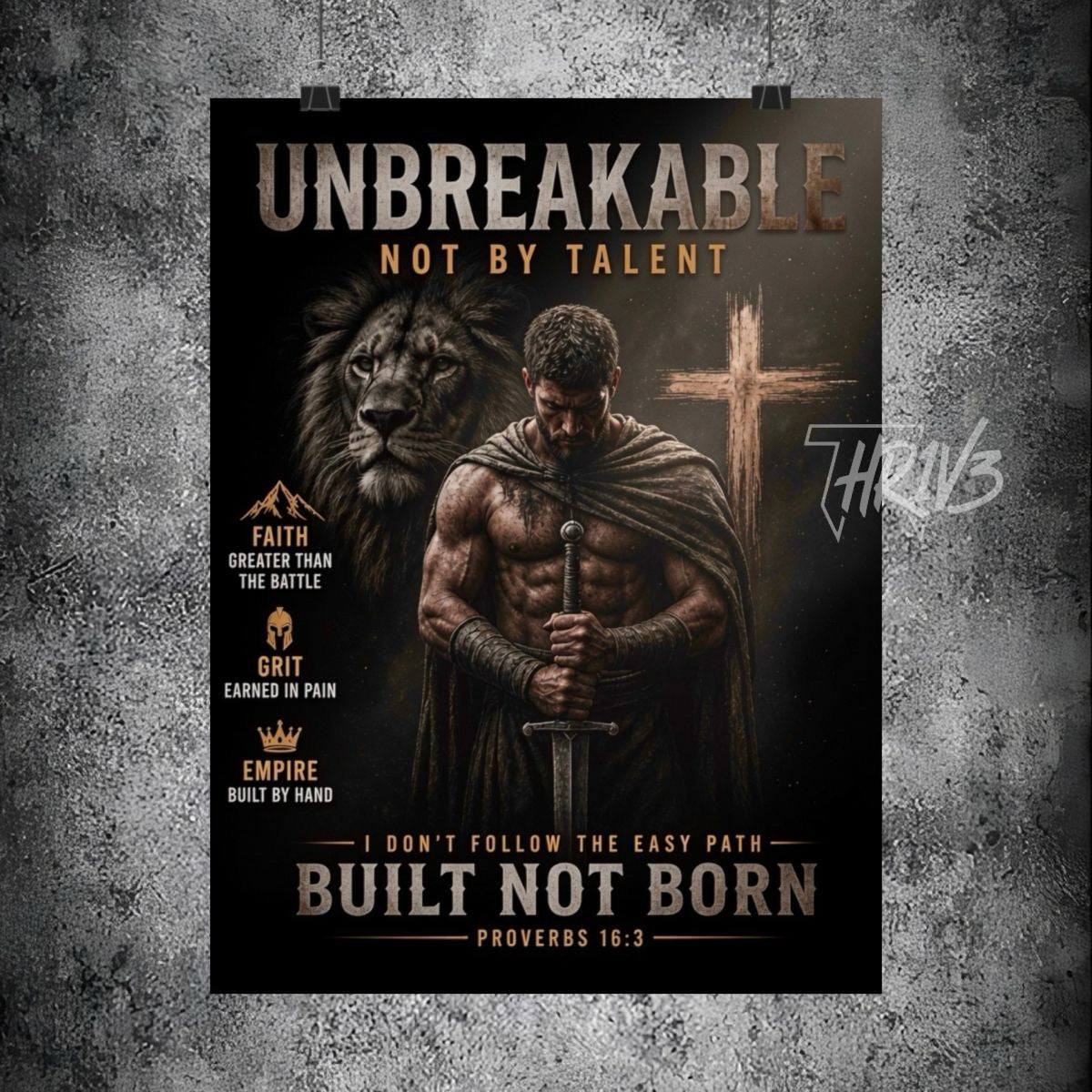 Unbreakable Built Not Born Matte Poster — Inspirational Christian Strength Wall Art