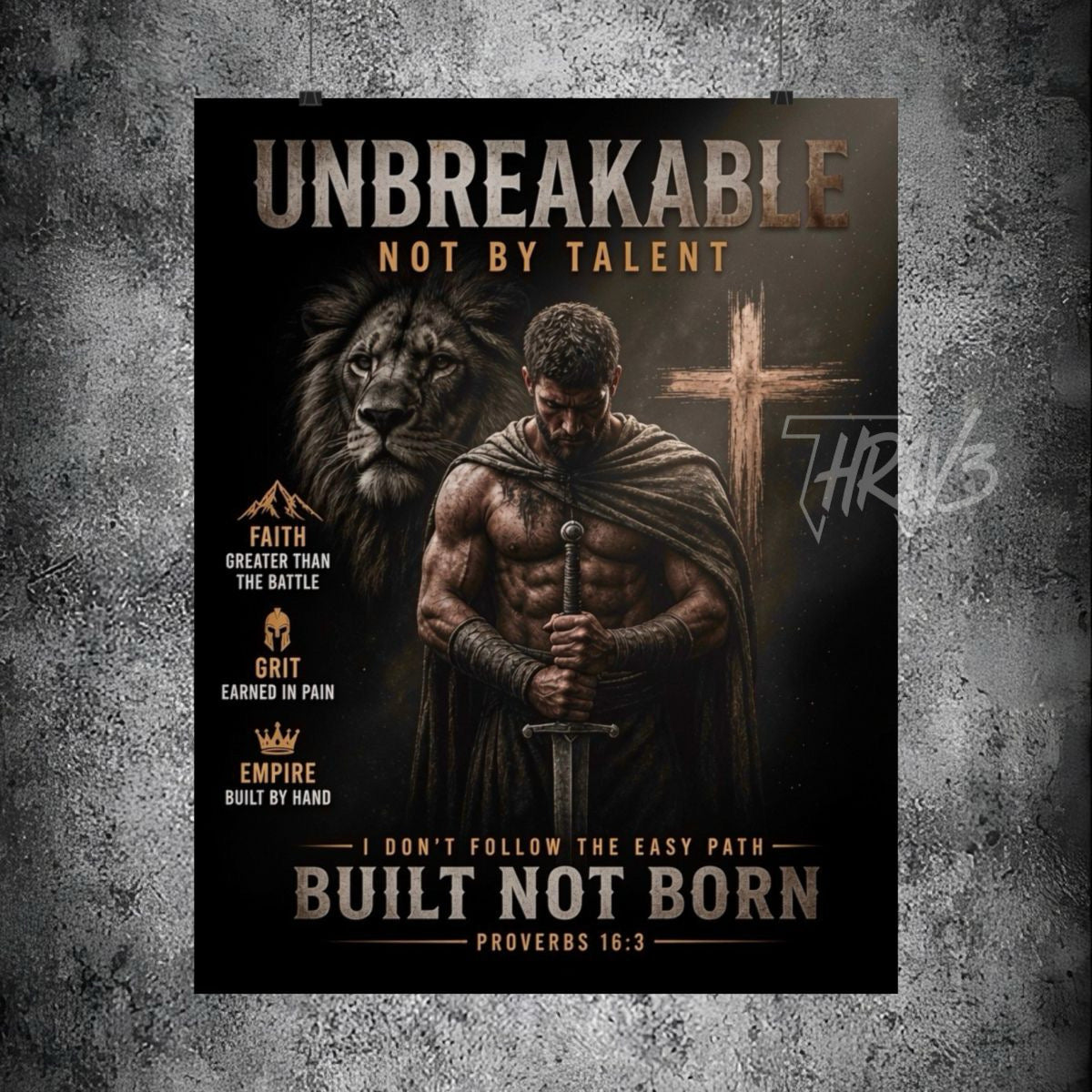 Unbreakable Built Not Born Matte Poster — Inspirational Christian Strength Wall Art