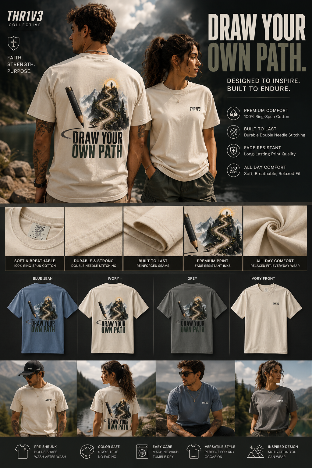 T-Shirt — Draw Your Own Path Inspirational Graphic Tee