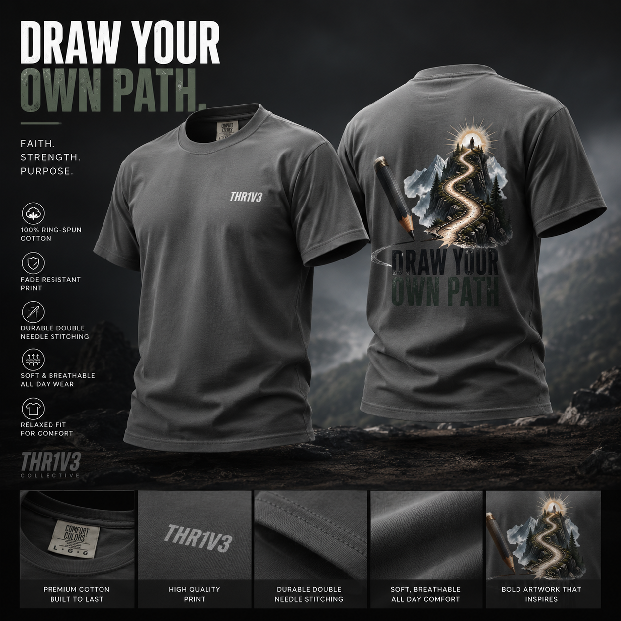 T-Shirt — Draw Your Own Path Inspirational Graphic Tee
