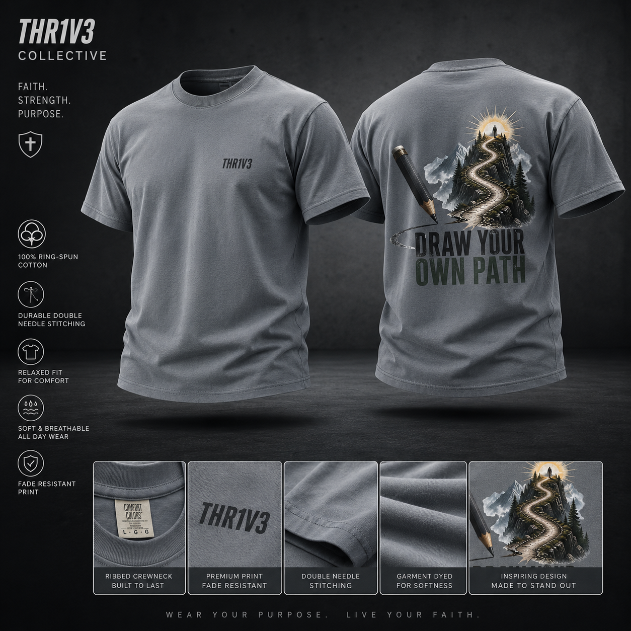 T-Shirt — Draw Your Own Path Inspirational Graphic Tee
