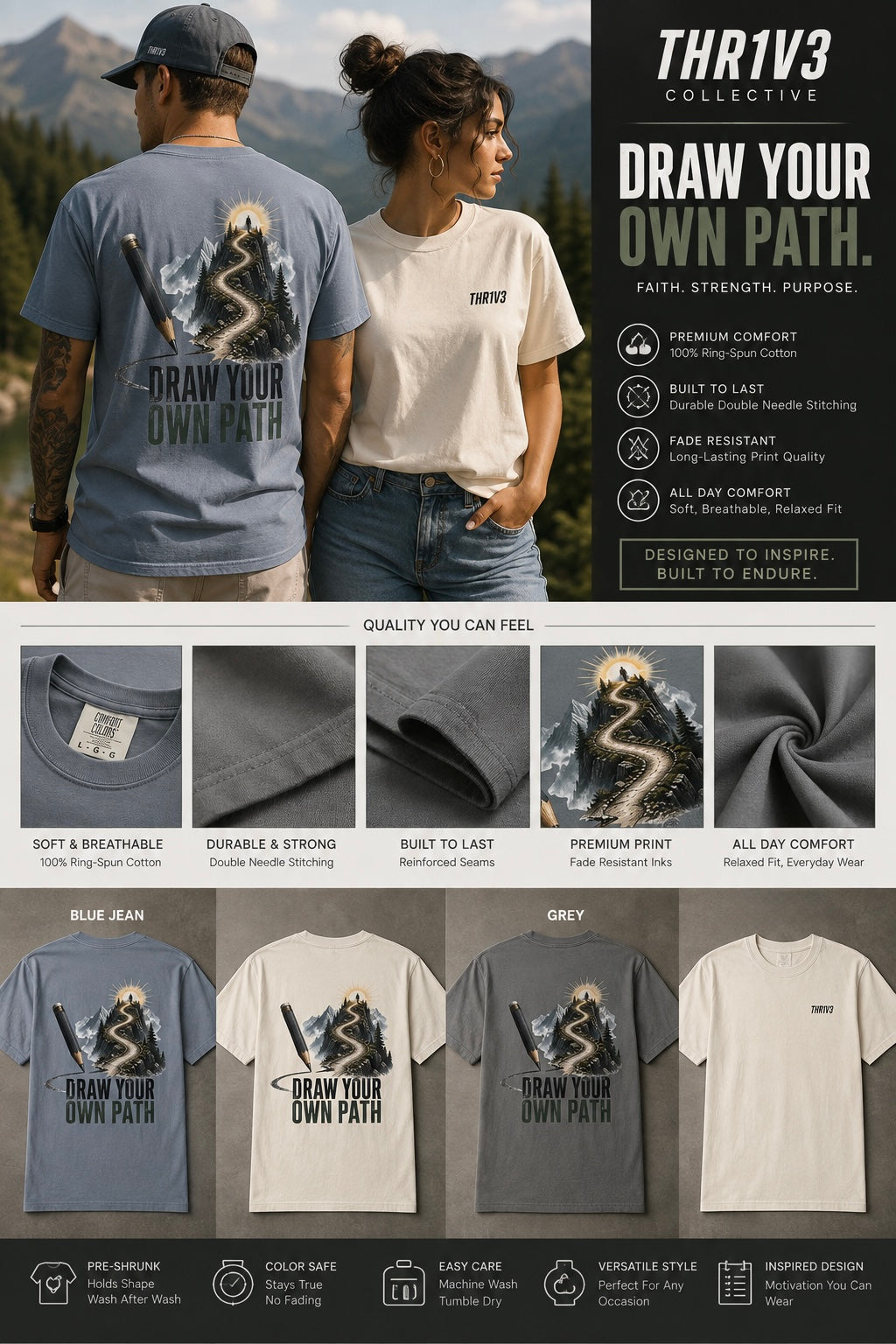 T-Shirt — Draw Your Own Path Inspirational Graphic Tee