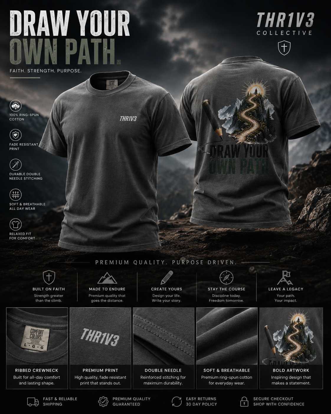 T-Shirt — Draw Your Own Path Inspirational Graphic Tee