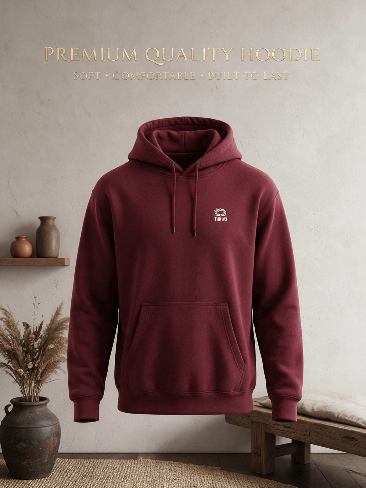 Christian Lion & Cross Fleece Hoodie — Faith Graphic Pullover