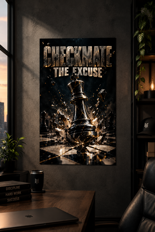 Checkmate the Excuse — Motivational Chess Wall Art