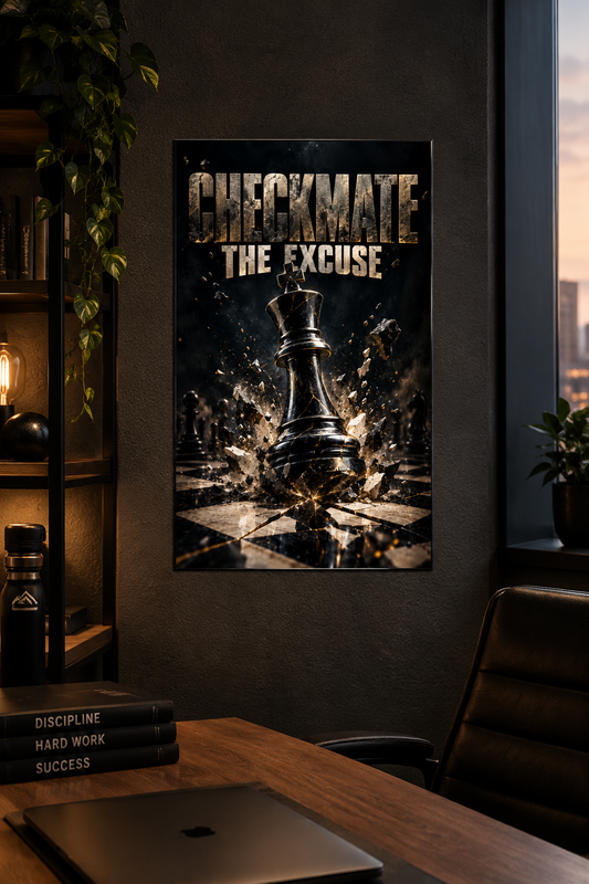 Checkmate the Excuse — Motivational Chess Wall Art