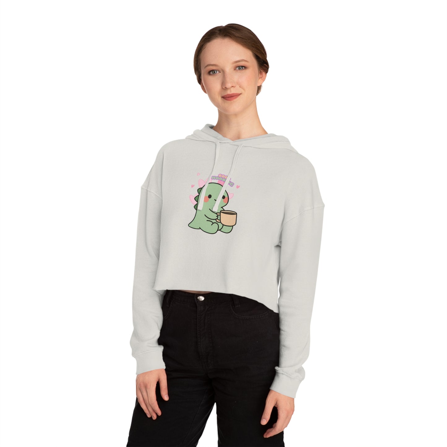 Trendy Dino Good Morning Cropped Hoodie