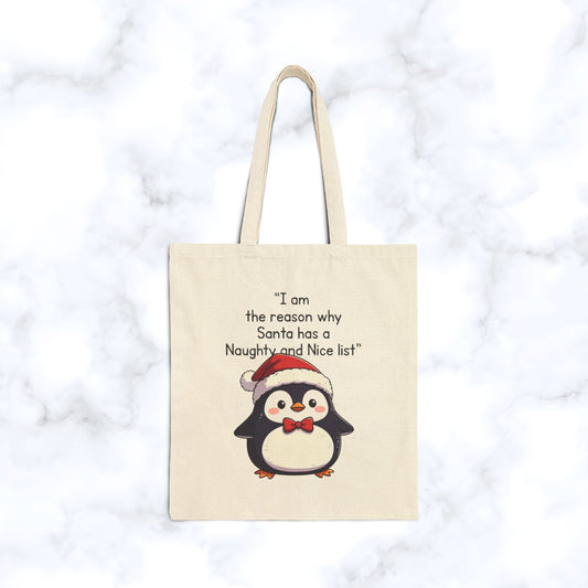 Chubby Penguin Mental Health Tote — Self-Care & Positivity Canvas Bag
