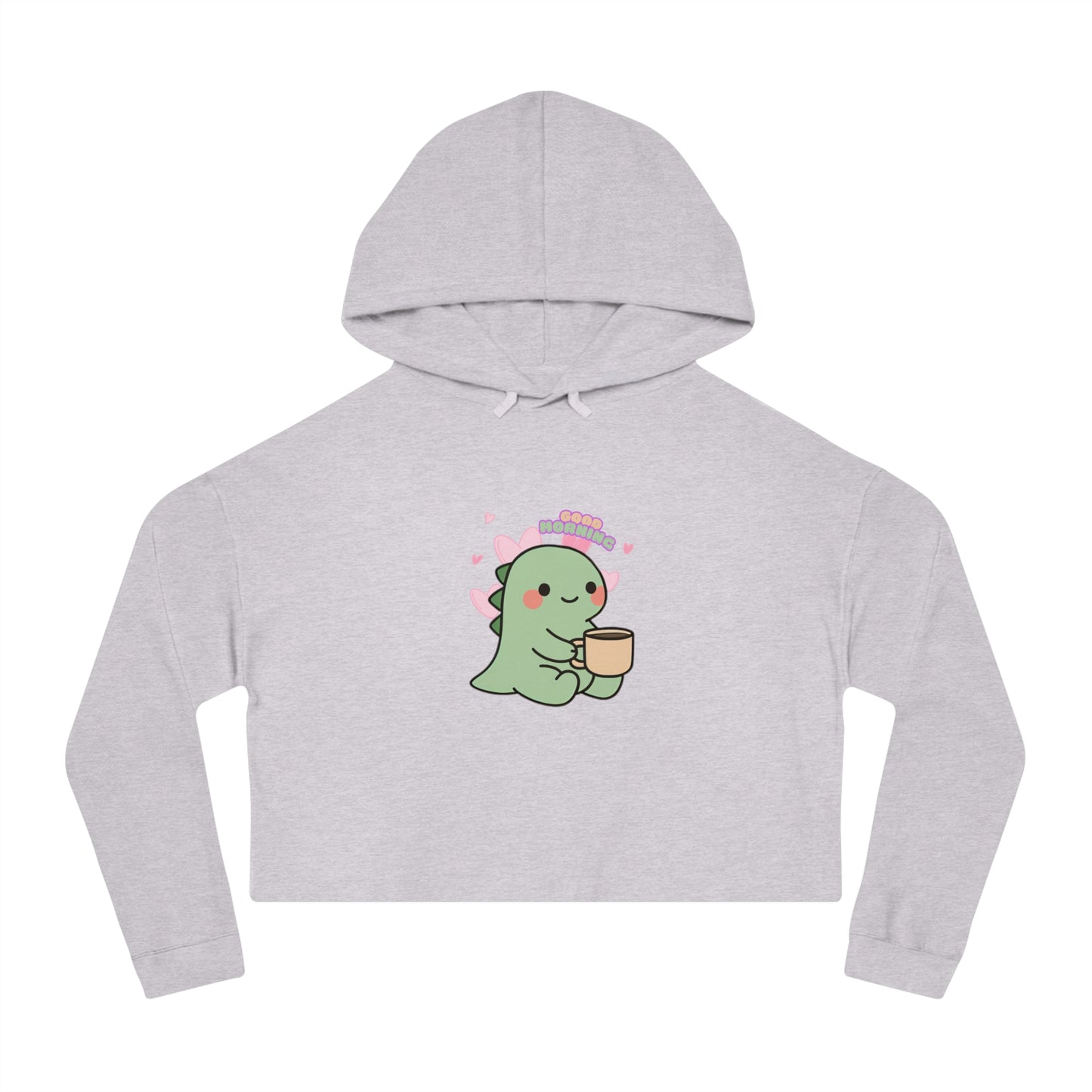 Trendy Dino Good Morning Cropped Hoodie