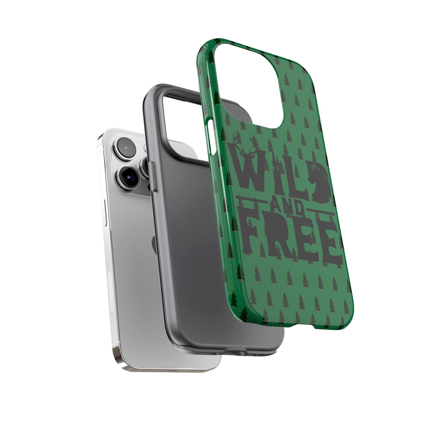 Wild and Free Bear Graphic Phone Case | Forest Pattern iPhone Case