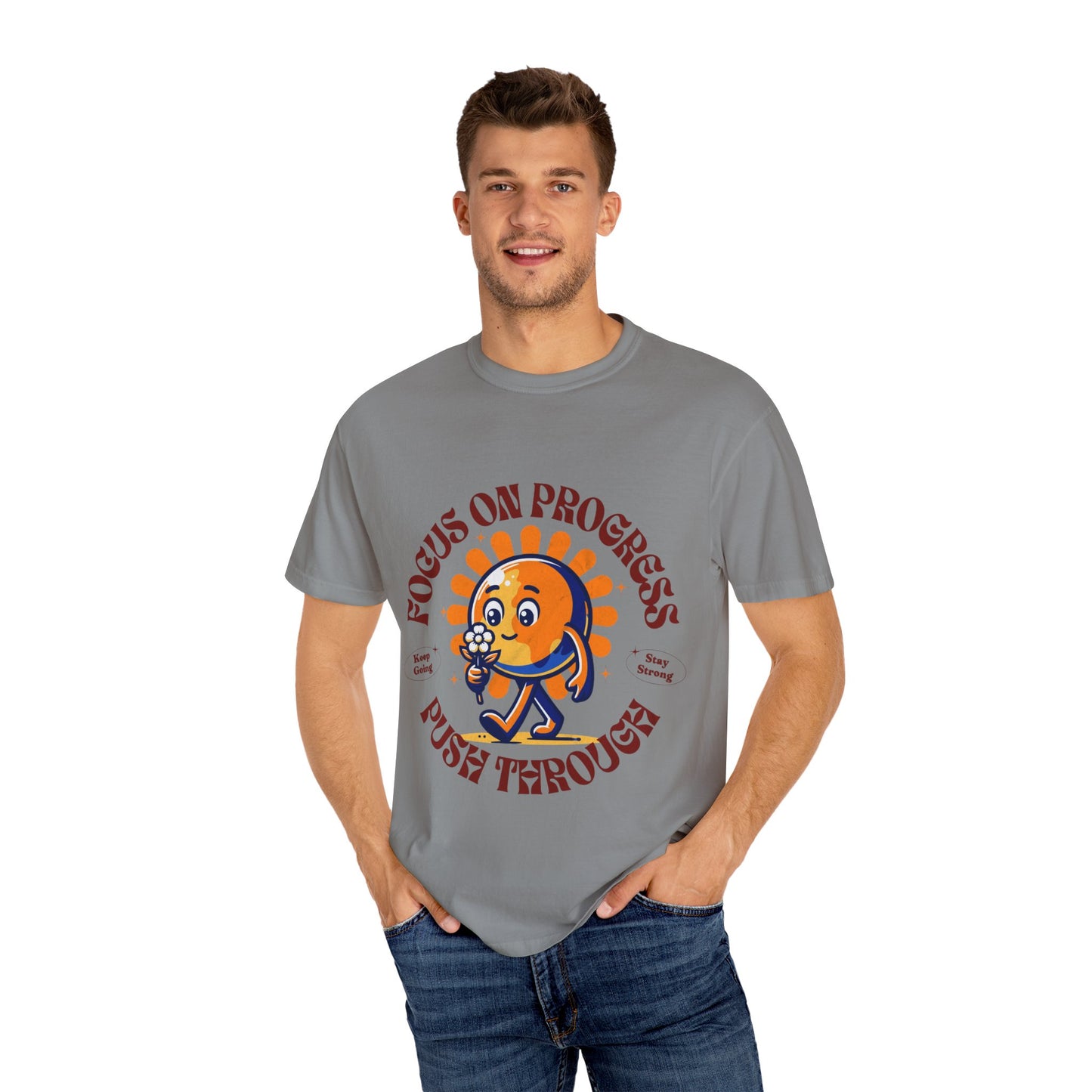 Motivational Unisex T-Shirt - "Focus on Progress, Push Through"