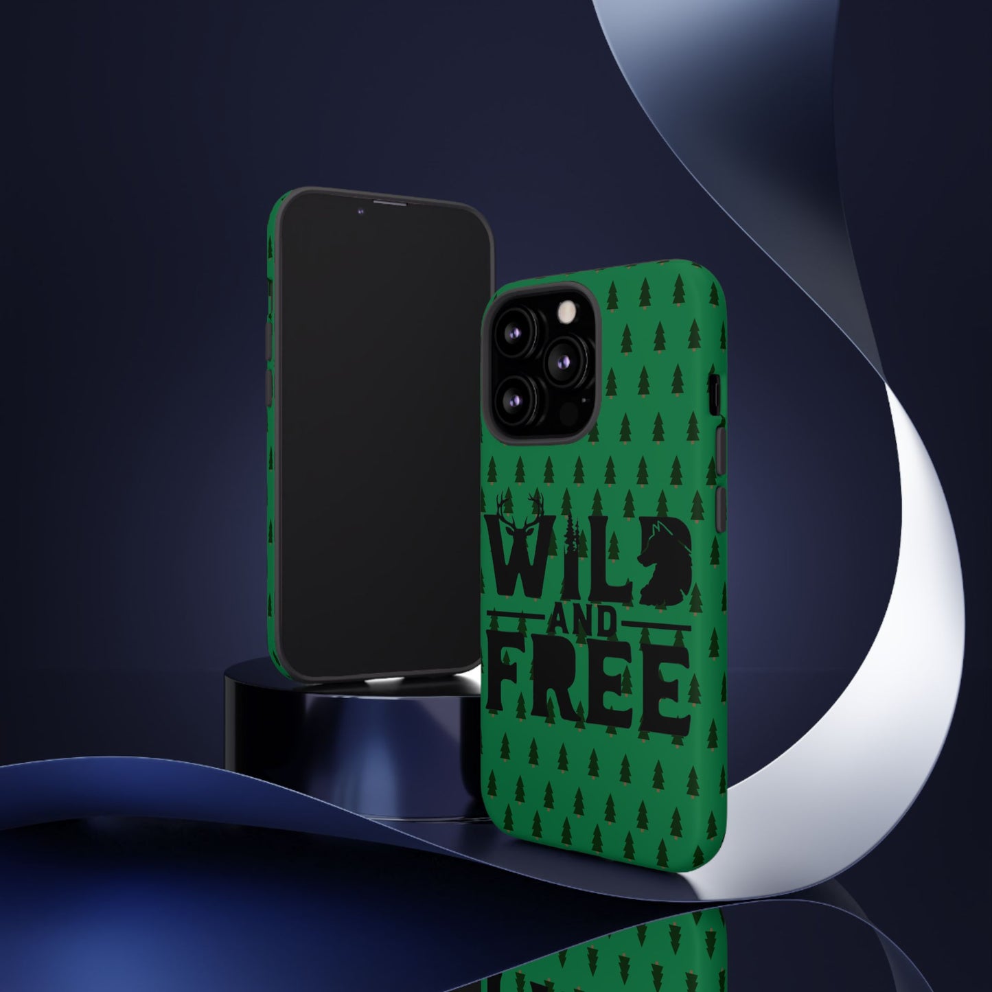 Wild and Free Bear Graphic Phone Case | Forest Pattern iPhone Case