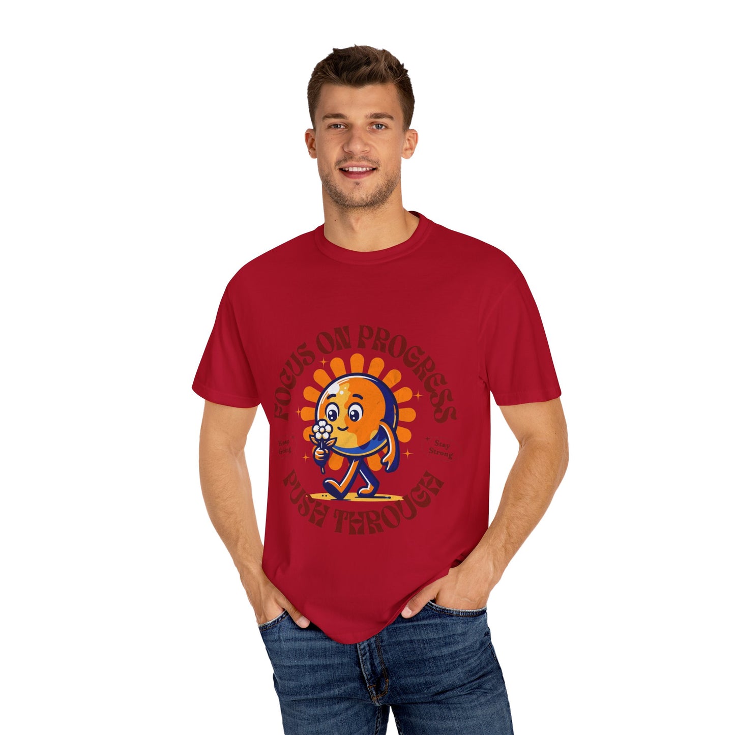 Motivational Unisex T-Shirt - "Focus on Progress, Push Through"