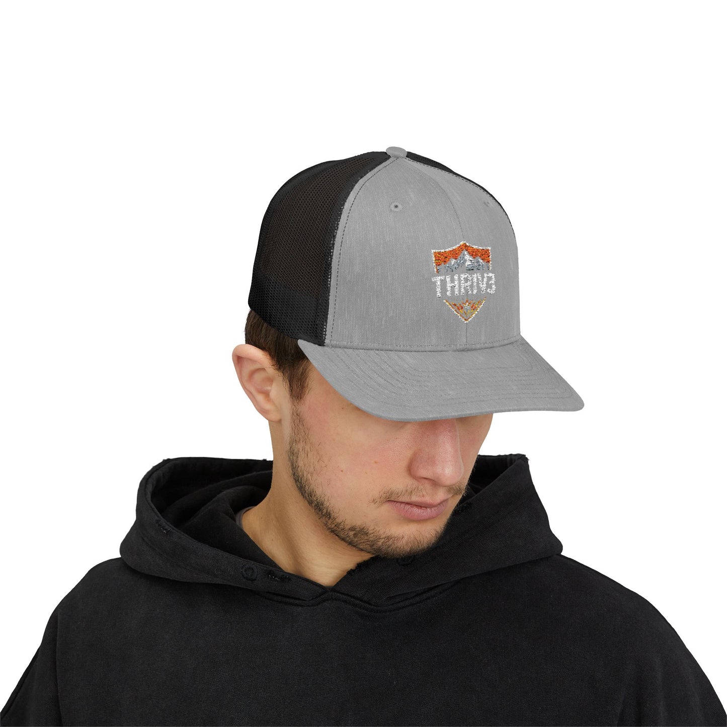 THR1V3 Outdoors – Mountain Trucker Hat - Custom Embroidered Cap
