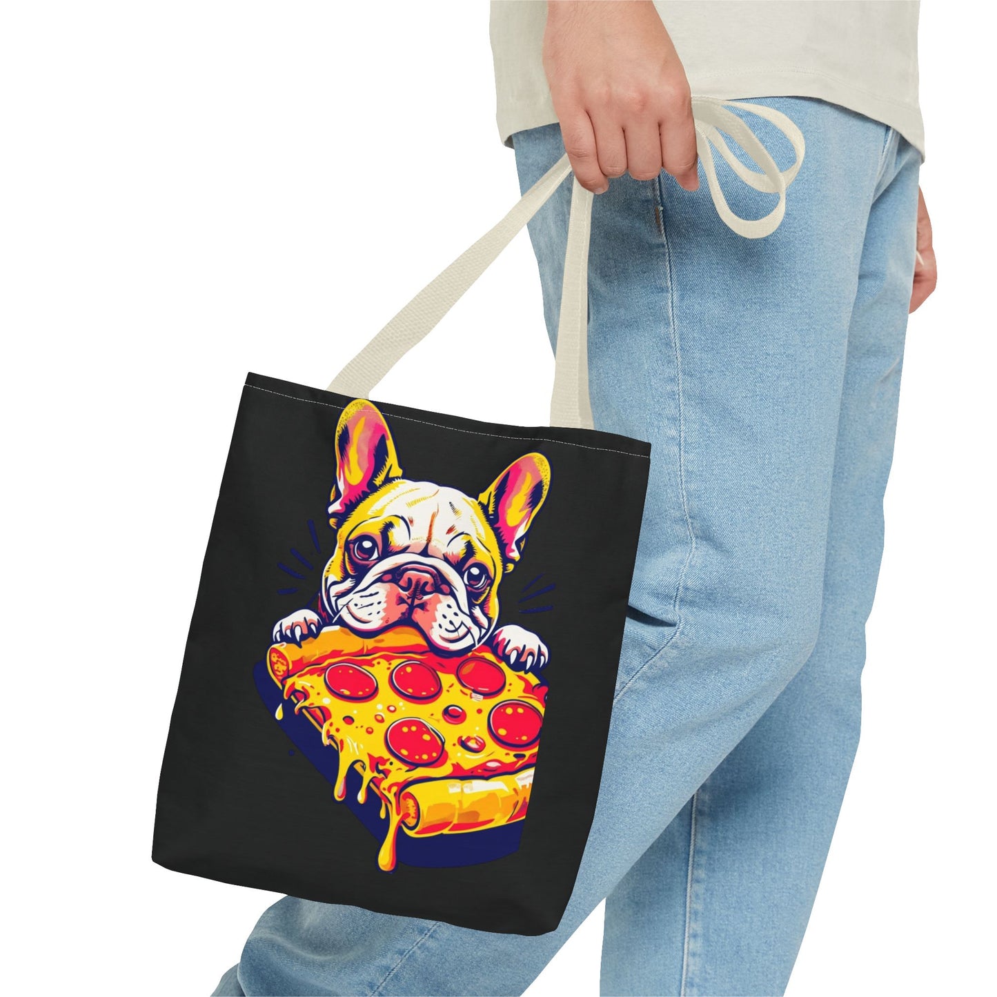 Funny French Bulldog Pizza Tote Bag - Perfect for Dog Lovers & Foodies