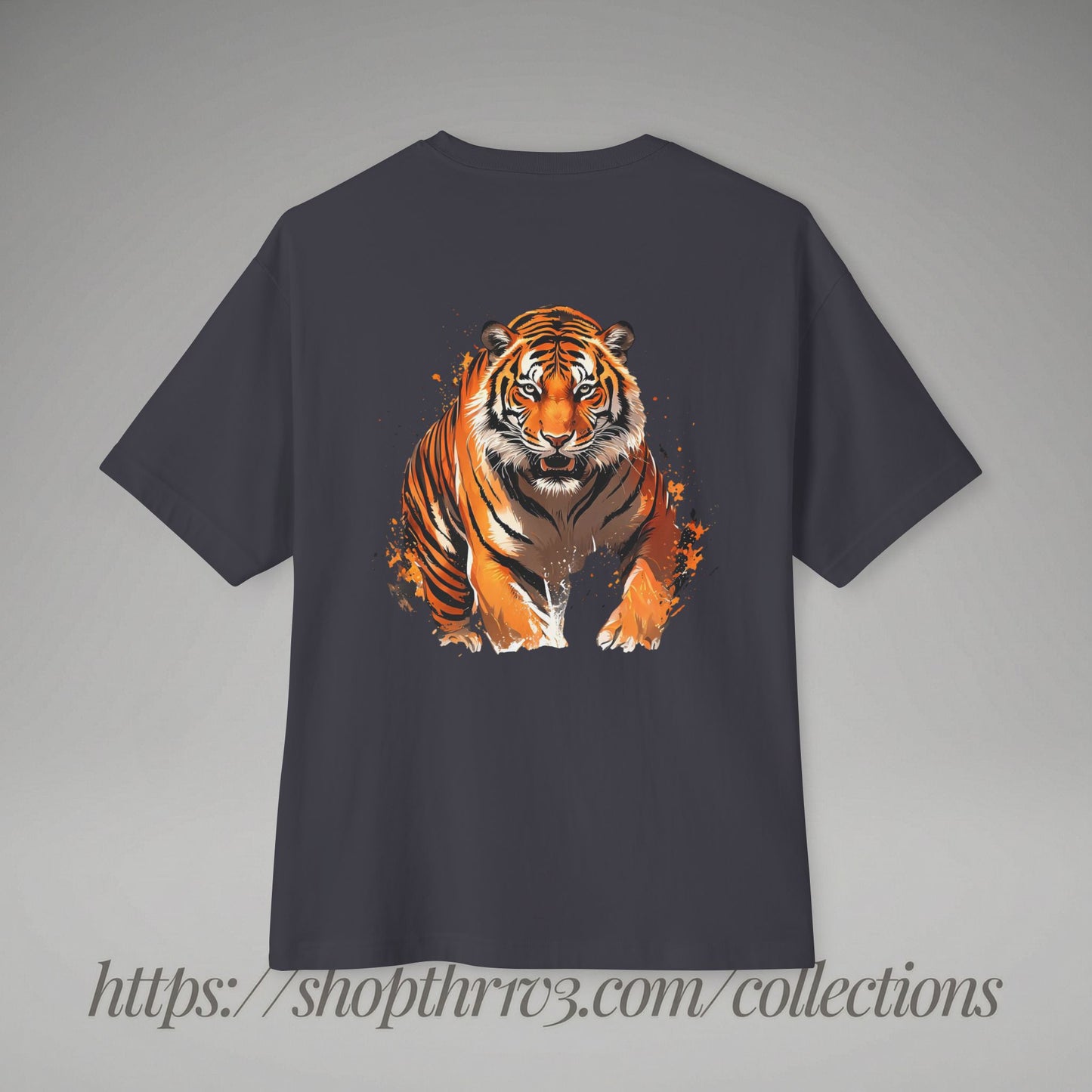 Tiger Graphic Tee — Fierce Orange Tiger Back Print Oversized Boxy Tee
