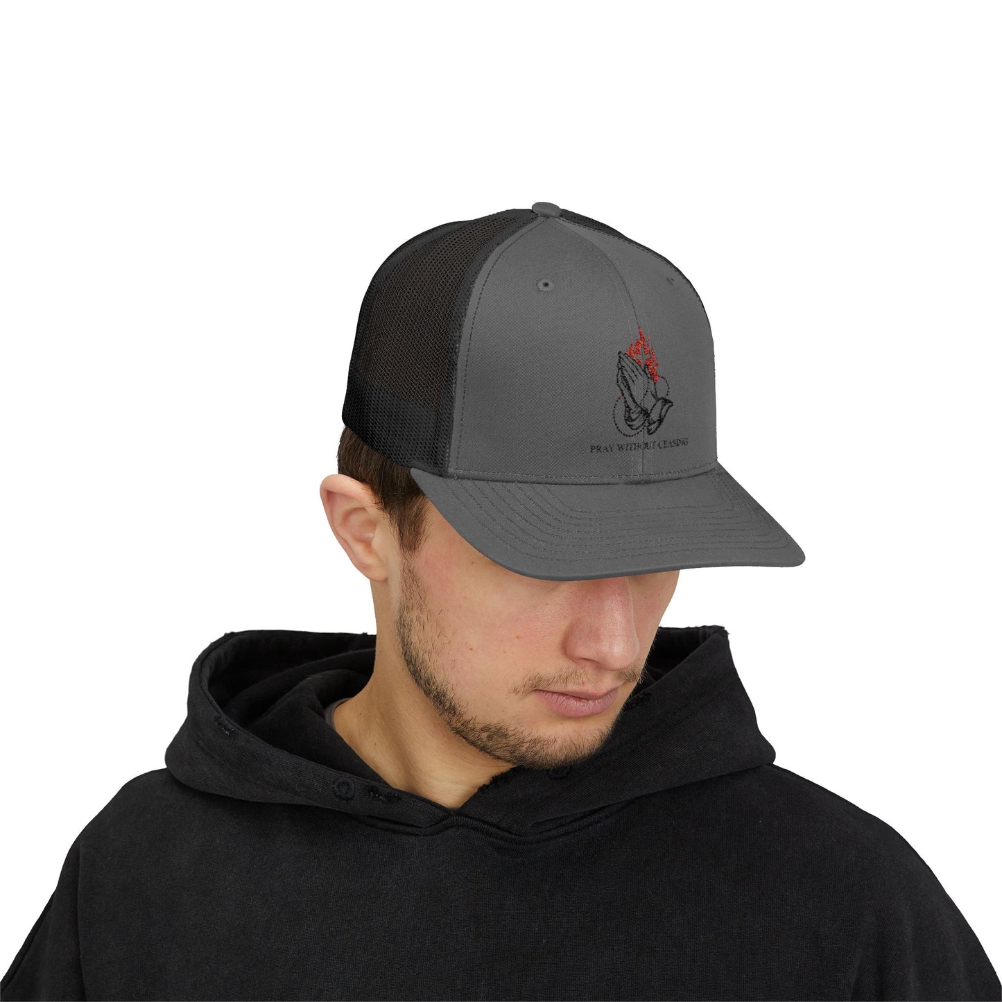 Praying Hands Trucker Cap — Faith-Inspired Snapback Hat