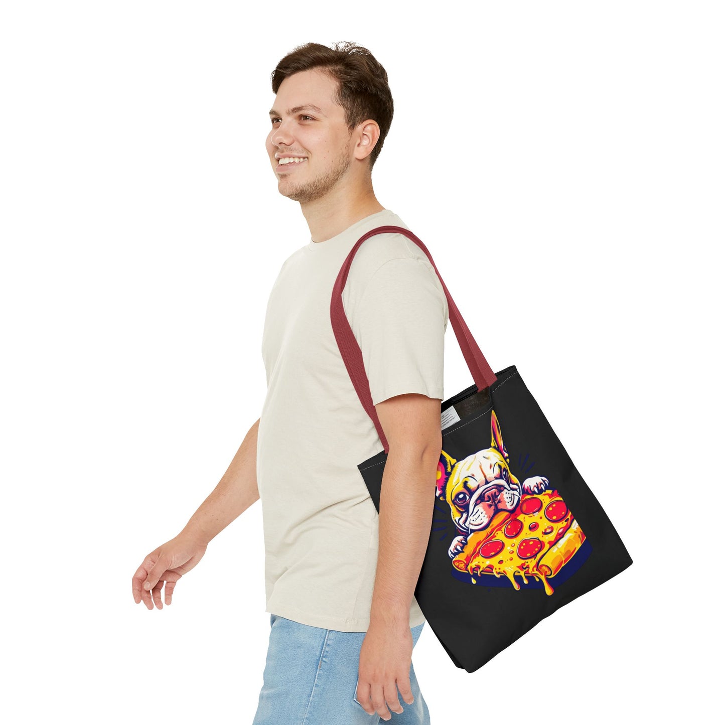 Funny French Bulldog Pizza Tote Bag - Perfect for Dog Lovers & Foodies
