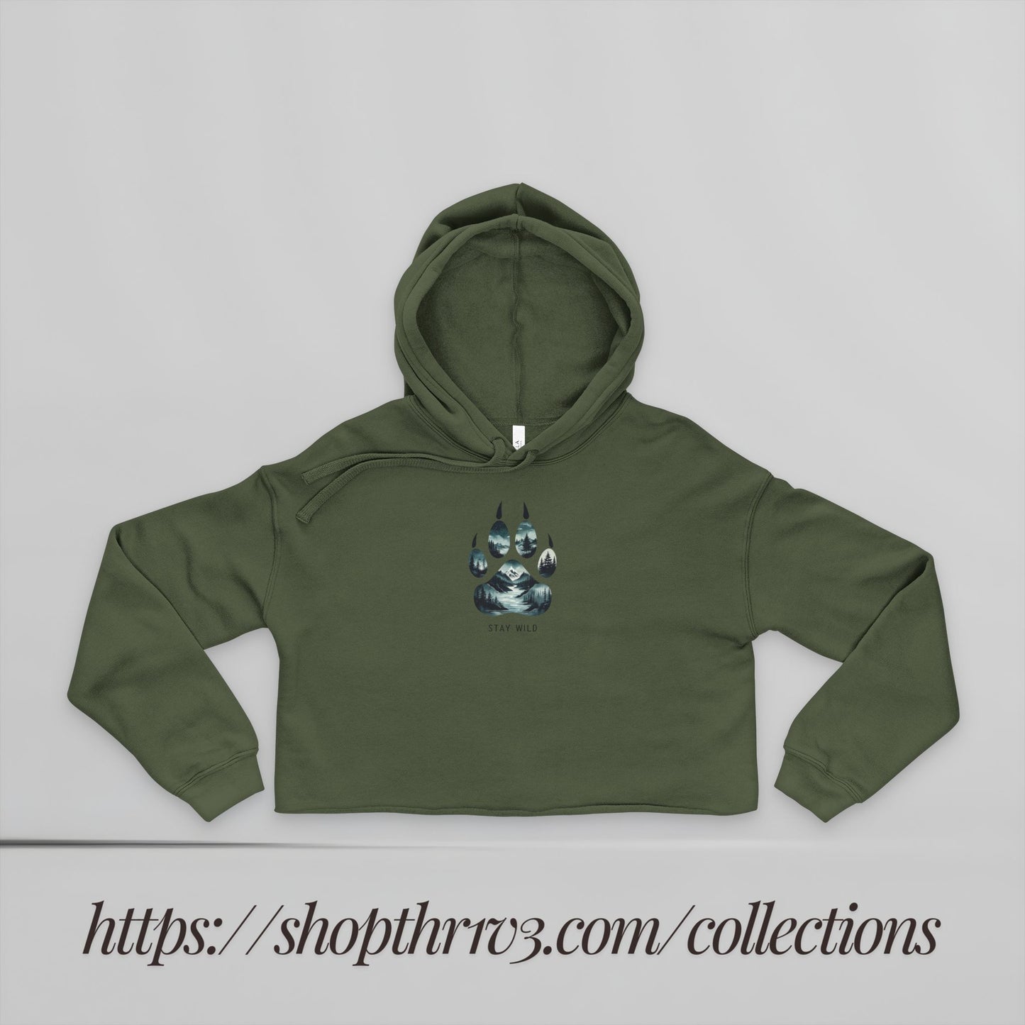 Women's Cropped Hoodie — Glowing Wolf Paw Graphic