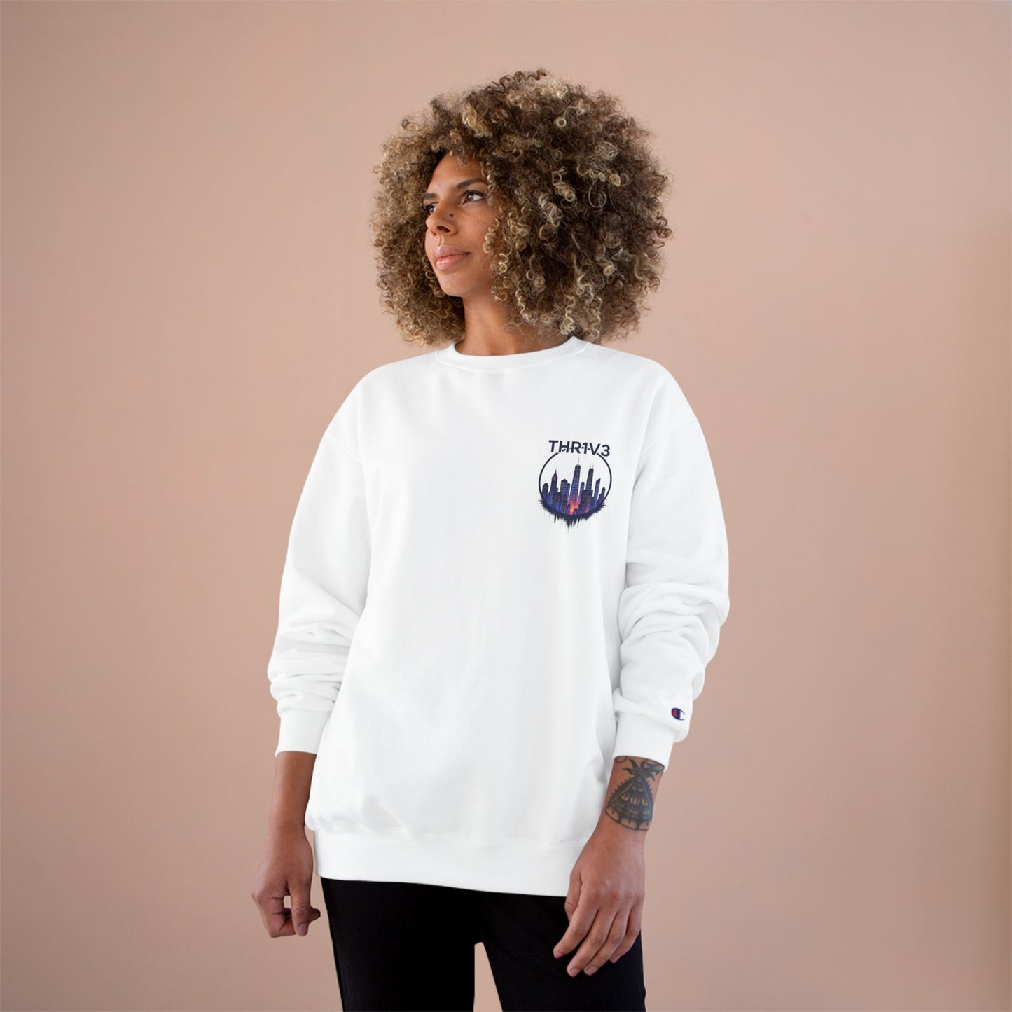 Urban Skyline Champion Sweatshirt - Cozy Fashion, Gift for City Lovers, Casual Wear, Nighttime Aesthetic, Unique Design
