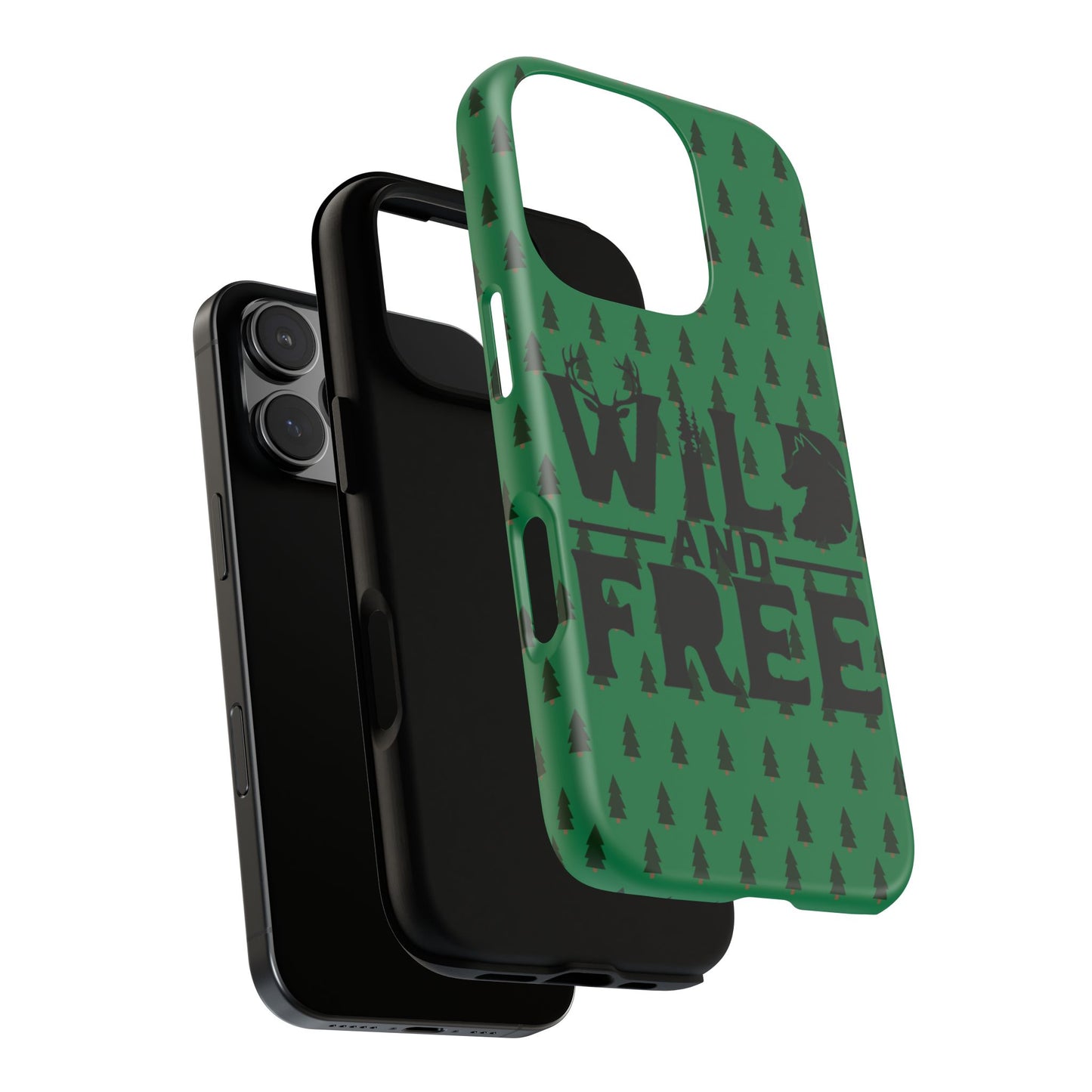 Wild and Free Bear Graphic Phone Case | Forest Pattern iPhone Case