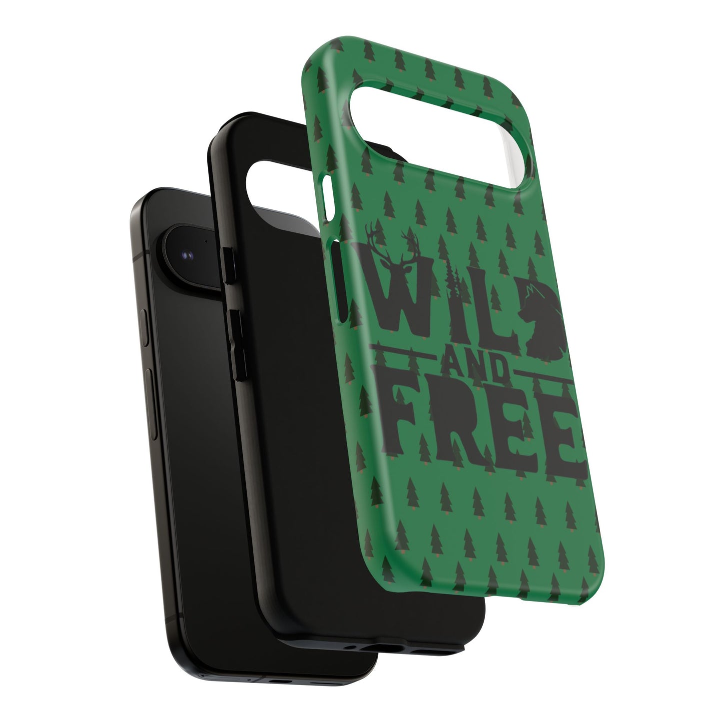 Wild and Free Bear Graphic Phone Case | Forest Pattern iPhone Case