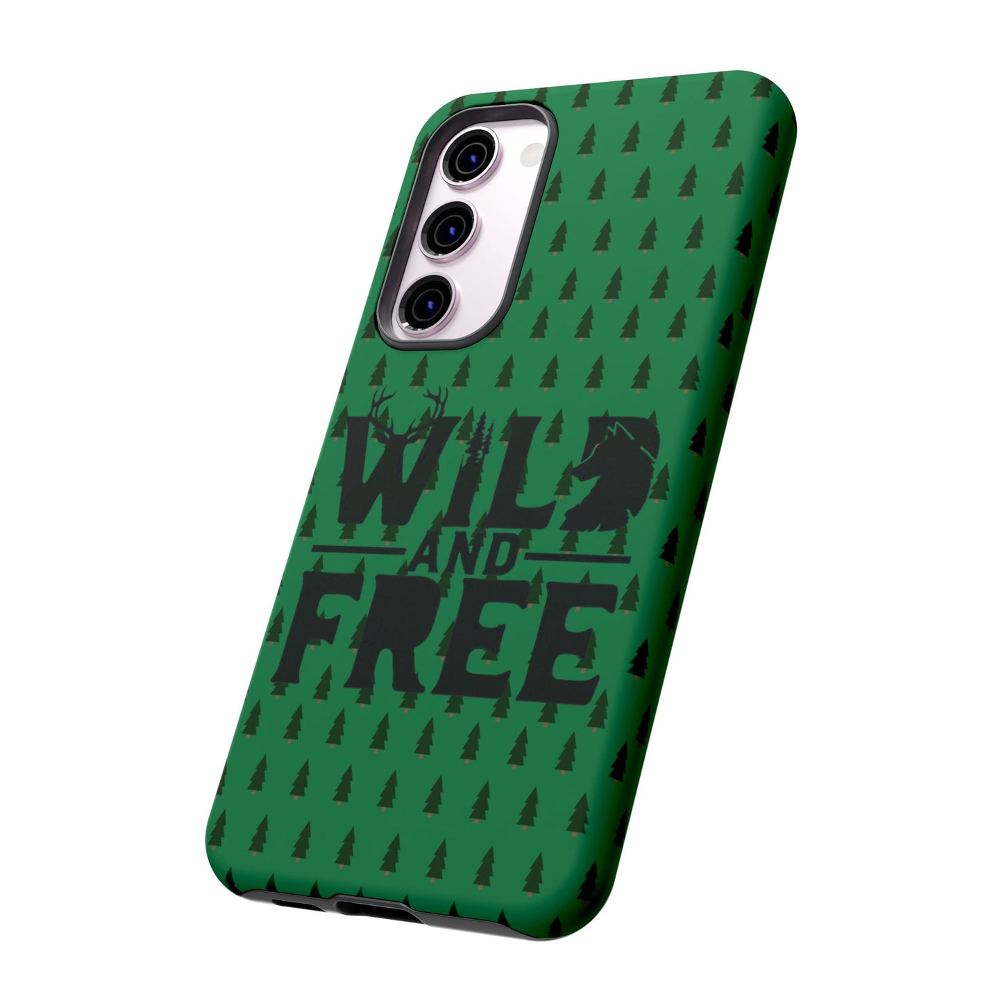 Wild and Free Bear Graphic Phone Case | Forest Pattern iPhone Case